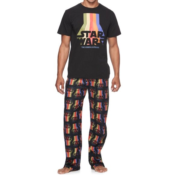 New! Star Wars Pajama Set "The Force is Strong" Matching Flannel Pants & T-Shirt - Picture 1 of 2